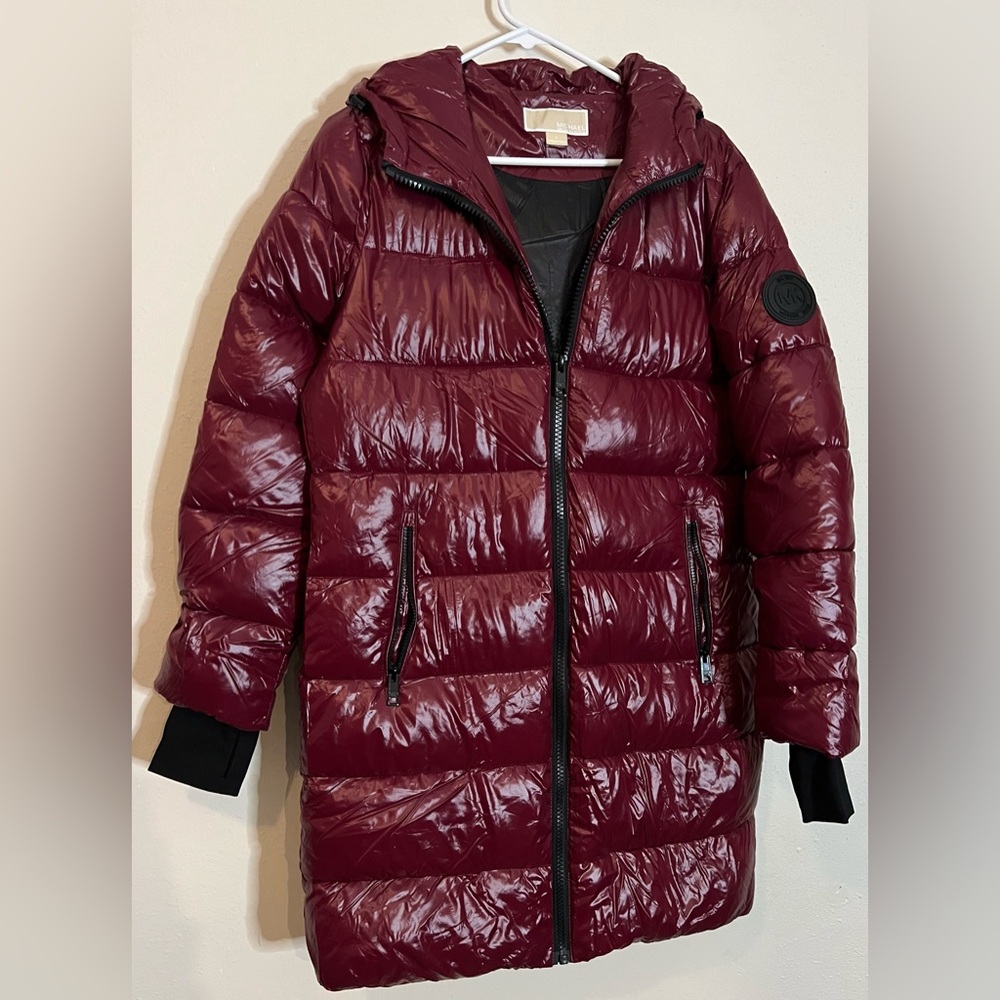 Michael Kors, full length puffy jacket, Red, awesome fabric, insanely warm